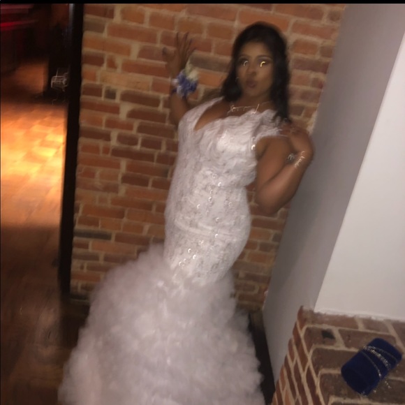 White lace prom dress wedding dress